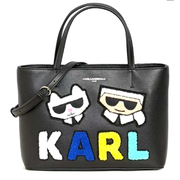 Karl Lagerfeld Maybelle Black Furry Tote Bag - Picture 1 of 3